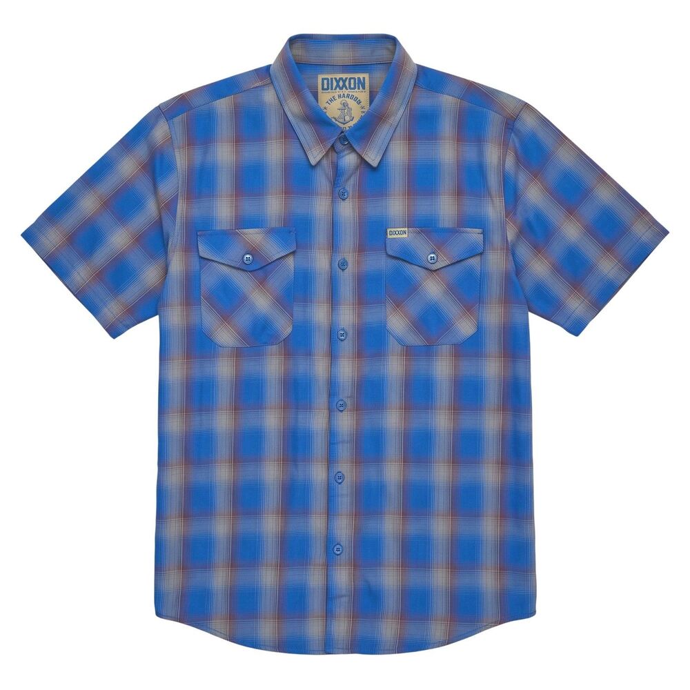 Dixxon Short Sleeved Bamboo Shirt Size 2X Blue Plaid The Harbor Button Front